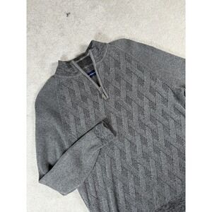 Tommy Bahama Men's Napa Ridge 1/4-Zip Warm Cotton Jacquard Diamond Knit Sweater